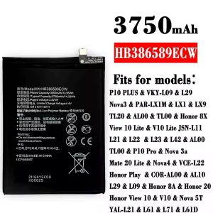 New phone battery HB386589ECW for HUAWEI P10 PLUS /Honor 8X / View 10 Lite / V10 Lite / P10 Pro / Nova 3a /Mate 20 Lite / Nova4  / Honor 8A / Honor 20 / Honor View 10 / V10 / Nova 5T