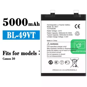 New phone battery BL-49VT for Tecno Camon 30