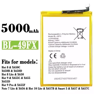 New phone battery BL-49FX for Infinix Hot 8 /Hot 8 Lite / Hot 9 / Hot 9 Pro  / Note 7 Lite / Hot 10 Lite / Smart 5