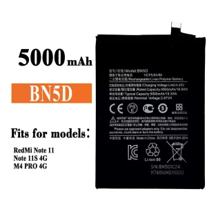 New phone battery BN5D for Xiaomi RedMi Note 11 / Note 11S 4G / M4 PRO 4G