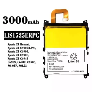 New phone battery LIS1525ERPC for Sony Xperia Z1 Honami, Xperia Z1 C6902 C6903 C6906 C6943 SO-01F SOL23