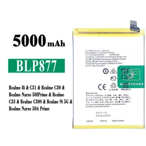 New phone battery BLP877 for OPPO Realme 8i / Realme C31 / Realme C30 / Realme Narzo 50I Prime / Realme C33 / Realme C30S /  Realme 9i 5G / Realme Narzo 50A Prime
