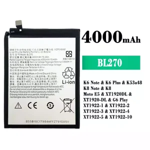 New phone battery BL270 for Lenovo K6 Note / K6 Plus / K8 Note / Moto E5 / G6 Play