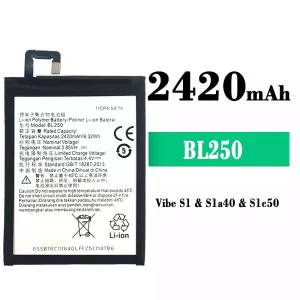 New phone battery BL250 for Lenovo Vibe S1/Sla40/Slc50