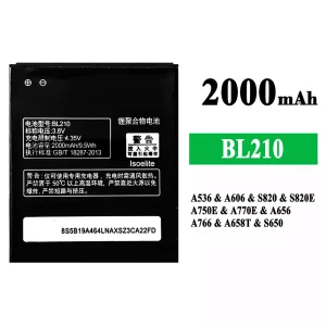 New phone battery BL210 for Lenovo A536/A606/S820/S820E/A750E/A770E/A656/A766/A658T/S650
