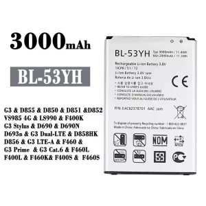 New phone battery BL-53YH for LG G3 / G3 Stylus / G3 Dual-LTE / G3 LTE-A / G3 Prime