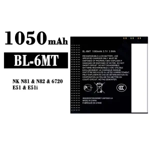 New phone battery BL-6MT for Nokia NK N81/N82/6720/E51/E51i