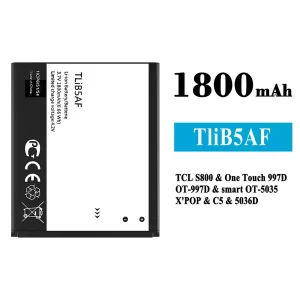 New phone battery TliB5AF for Alcatel TCL S800/One Touch 997D