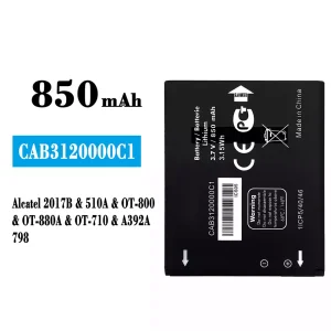 New phone battery CAB3120000C1 for Alcatel 2017B/510A/798/OT-800/OT-880A/OT-710/A392A