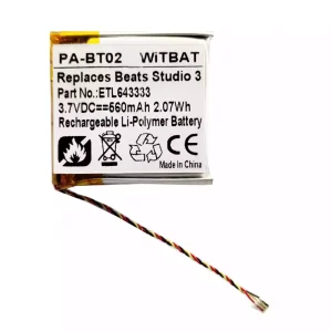 Bluetooth Headphone battery for Beats Solo AEC643333,ETL643333